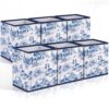 SiliFine 6 Pcs Blue Toile French Country Cube Storage Bins, 11 Inch