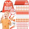 Silipull Bug Catching Kit for Kid Outdoor Explorer Kit Include Catching Scissor Tong Tweezer Clamp Bug Cage Whistle Insect Net Drawstring Bag for Boy Girl Educational Adventure Hunting(Orange,96 Pcs)