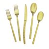 SilouC 40-Piece Silverware Set, Gold Hammered Flatware, Dishwasher Safe