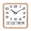 Simple and Versatile Modern Square Wall Clock with Multifunction Display Temperature Humidity Calendar Modern Wall Clock Decorative Clock (Color : White (Gold)