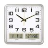Simple and Versatile Modern Square Wall Clock with Multifunction Display, Temperature and Humidity Calendar, Modern Wall Clock, Decorative Clock (Color : White) (Gray)