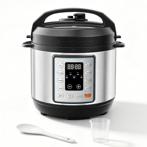 Simple Deluxe 10-In-1 Electric Pressure Cooker, 3QT Instant Multi Cooker, Olla de Presion Nonstick Pot 3 Quarts for Slow Cook, Rice Cook, Steam, Sauté, Canning, Yogurt Maker, Warm, Silver