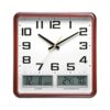 Simple Modern Square Wall Clock Multi-function Display Temperature and Humidity Calendar Clock Modern Wall Clock Decorative Clock (Color : Brown) (Brown)
