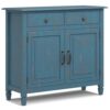 SIMPLIHOME Connaught 40" Wide Solid Wood Storage Cabinet in White