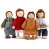 Sing2sky Wooden Dollhouse Figures 4 Pcs Sibling Set for Toddlers 3-5