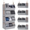 Singhoow 4 Tier Collapsible Hanging Closet Organizer, Trapezoid Open-Front Fabric Storage Shelf, Reinforced Anti-sag Hanging Basket, Tool-Free Organizer for Bedroom, Narrow Wardrobe, RV & Apartment