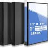 Sinload 3 Pcs 11" x 17" 3 Ring Binder 1 Inch Large D Ring Binders with Pockets Presentation Folder View with Customizable Clear Cover for Documents Files Projects (Black)