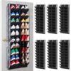 Sintuff 6 Pack Over the Door Organizer, Black 10-Tier Hanging Storage Shelves with Hooks, Double Row Nonwoven PVC Door Rack for Closet, Pantry, Bathroom, Bedroom, Dorm