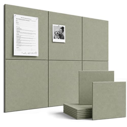 SIOLOC Felt Bulletin Board Tiles, 6 Pack Sage Green Cork Board Alternative for Walls, 36 x 24 in Felt Wall Tiles, Large Push Pin Board for Home Office, Classroom, Dorm Decor