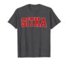 Sitka AK Alaska Varsity Style USA Vintage Sports T-Shirt, Men, Dark Heather Grey, Medium