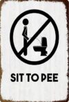 Sit To Pee Toilet Vintage Creative Metal Tin Sign Retro Wall Decor For Hallway Home Bathroom Kitchen Gate Office Store Club Garden Bars Cafes 8x12 In