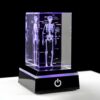 Skeleton Model with LED Base, 3D Human Skeleton Anatomy Figure, Crystal Glass Skeleton Figurine with Colorful Light Base, Science Biology Bone Figurine, Ideal for Doctor, Psychology Graduation Gift