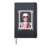 Skeleton Pink Bubble Halloween Cute Women Hardcover Journal, Black