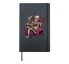 Skeleton Reading With French Bulldog Spooky Halloween Hardcover Journal, Black