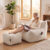 Skepphlay Bean Bag Chair with Ottoman, Oversized Comfy Bean Bag Sofa