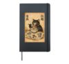 Sketch Black Cat Eating Ramen Japanese Noodle Manga Artist Hardcover Journal, Black