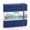 Sketch Book 5 x 5 Inch Navy Blue Hardcover Sketchbook Lay Flat Square Drawing Journal with Ribbon Bookmark Inner Pocket Acid Free Paper for Pencil Charcoal Pen Travel Art