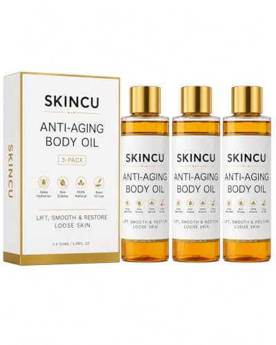 Skincu Anti-Aging Body Oil for Skin Tightening, Lightweight, Non-Greasy Moisturizer for Deep Hydration & Firming Support – Fast-Absorbing Glow Oil for Face, Arms, Belly & Feet(3PC)