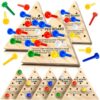 Skylety 12 Pack Wooden Triangle Peg Game Board Puzzle,Multicolor