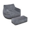 Skypatio Bean Bag Chair with Ottoman for Adults, Big Bean Bag Sofa, Grey
