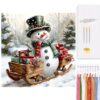 Sled Gift Snowman Full 11CT 3 Strands DIY Counted Cross Stitch Kits for