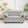 Sleeper Sofa, 54.3-Inch Light Gray Corduroy Loveseat with Pull-Out Bed
