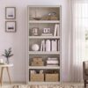 SLEKVERSA 71" Tall Open Display Shelves Bookcase 5 Tier Bookshelf Library Storage | Farmhouse Book Cabinet Shelves, Anti Tipping for Living Room & Home Office, Modular Book Shelf