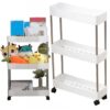 Slim 3-Tier Mobile Shelf Cart for Bathroom Kitchen Laundry Narrow Areas