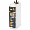 Slim Bathroom Storage Cabinet, 4 Drawers, Black, 7.1 in Wide