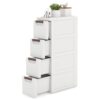 Slim Storage Drawers, Plastic Organizers w/Hidden Wheels for School Supplies, Crafts, Files & Towels, Under Table Rolling Cart for Dorm, Home & Office