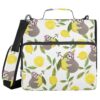 Sloth Lemon Tree Zipper Binder Bag 3 Ring with Shoulder Strap Zippered Binder Fits 13 Inch Laptop File Folder Document Organizer for School College Office Supplies
