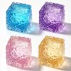 Slow Rebound Squish Ball, Transparent Jelly Stress Squeeze Ball, Soft Stretchable Fidget Toy, Reusable Shape Reshaping Sensory Ball for Anxiety Relief Kids Adults (Square)