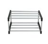 Small 2-Tier Shoe Rack, Black Silver Storage Organizer