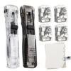 Small Stapler Handheld Compact Portable Crimper with 200 Reusable Clips