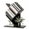 Small Tree Bookshelf, 3 Tier Wood Mini BookShelf for CDs/Books, Dark Black