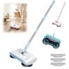Smart Robot Vacuum Cleaner Mop & Broom, Manual Push Floor Sweeper，Blue