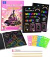 Smasiagon 2-Pack Kids Scratch Art Notebooks,Blue Rainbow Kit, Ages 3-10