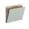 Smead End Tab Pressboard Classification File Folder with SafeSHIELD® Fasteners, 1 Divider, Gray/Green, Letter Size, 10 per Box (26800)