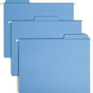 Smead FasTab Hanging File Folders, 20 Count, Blue, 1/3-Cut Built-in Tabs, Letter Size (64099) (Pack of 10)