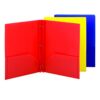 Smead Poly Two-Pocket Folder, Three-Hole Punch Prong Fasteners, Letter Size, Red, Yellow, Blue, 6 Folders Total (87746)