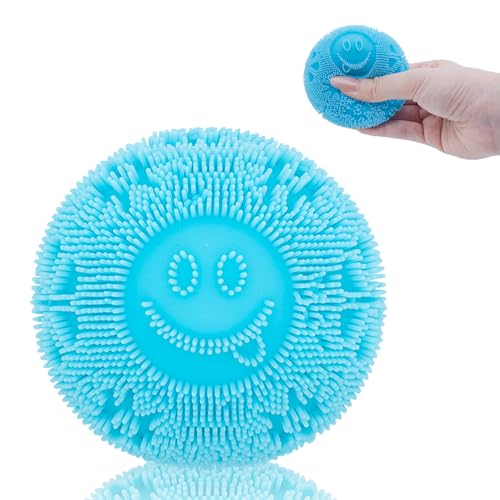 Smile Face Fuzz Stress Ball - Soft Squishy Fidget Toy for Anxiety Relief, Squish Sensory Fidget Toy, Anxiety Calming Squeeze Ball for Kids Adults ADHD Autism