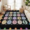 Smiley Face Emotion Area Rug for Classroom, 5x6ft, ABC Alphabet Rugs