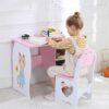 Snnozy Kids Desk and Chair Set Children Study Desk (Pink and White)