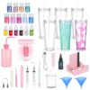Snoverre 6 Pack 24 Oz Acrylic Snow Globe Tumbler DIY Starter Kit, Double Wall Plastic Pre-Drilled Snowglobe Tumbler Supplies Craft Tool Set