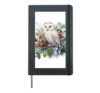 Snowy Owl in Pine Tree with Boughs of Holly Hardcover Journal, Black