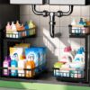 SnuBor 2-Pack Metal Slide-Out Under Sink Organizer, 2-Tier Pull-Out Cabinet Storage Rack (Black（2pcs）)