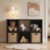 SnuBor 6-Cube Storage Organizer, Stackable Modular Bookcase, Vertical/Horizontal, Optional Back Panels, Black (8 Cube - Black)