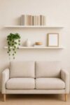 SODEF 2-Piece Matte White MDF Floating Wall Shelf Set 47.2 in - Hidden Mount Wood Bookshelf for Living Room Kitchen - Modern Design