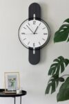 SODEF Anthracite Sahra refined Plus Wood Modern Decorative Wall Clock 29.5 x 15.7 in Rectangular Oval Shape for Living Room - Charcoal