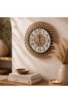 SODEF Bohemian/Black Rope Detail Wall Clock 16.9 inches Decorative Modern Living Room Clock Silent Non-Ticking Mechanism Scandinavian Home Accent - Black/Brown